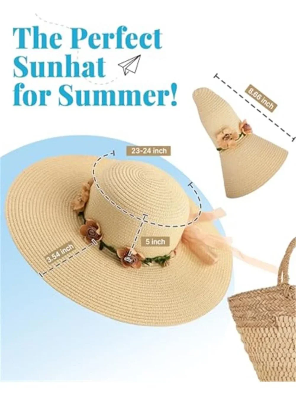 Beach Hat for Women Wide Brim Sun Straw Hats for Women Sun Hat Womens UPF 50+